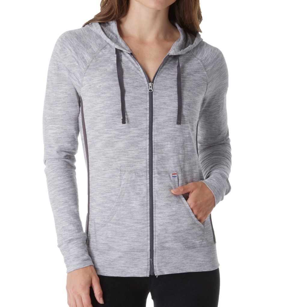 Heathered Jersey Full Zip Hooded Jacket-acs