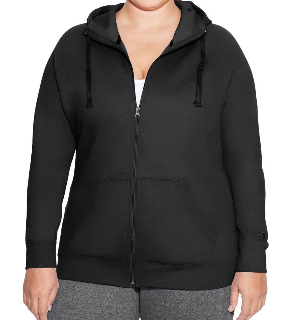 Plus Size Fleece Full Zip Hoodie Jacket-acs