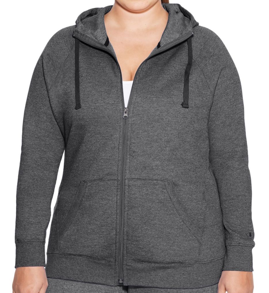 Plus Size Fleece Full Zip Hoodie Jacket-acs