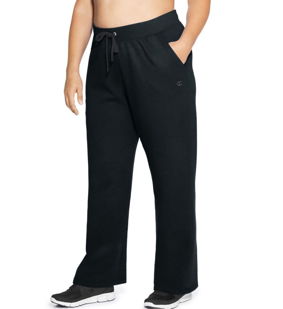 Plus Size Fleece Front Pocket Open Bottom Pant-acs