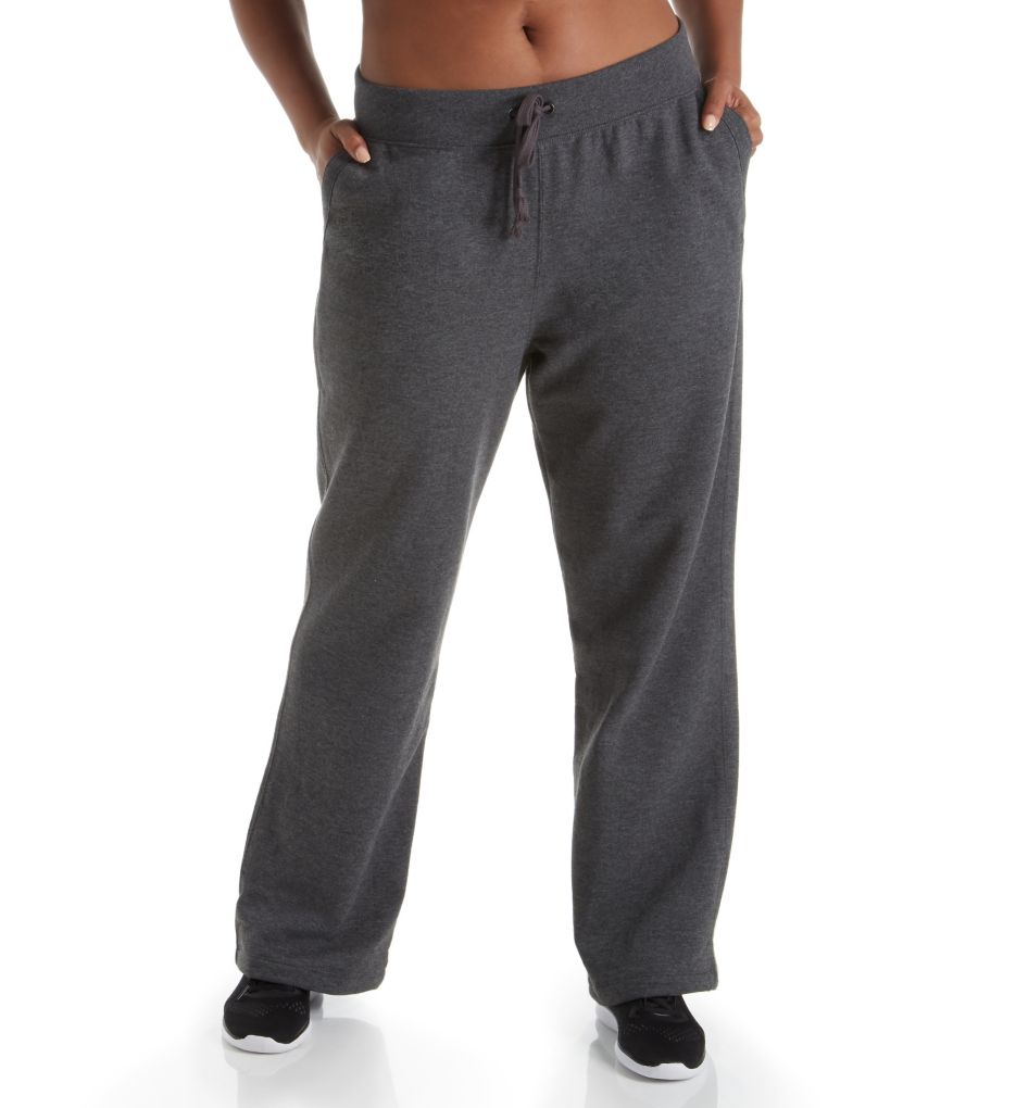 Plus Size Fleece Front Pocket Open Bottom Pant-fs