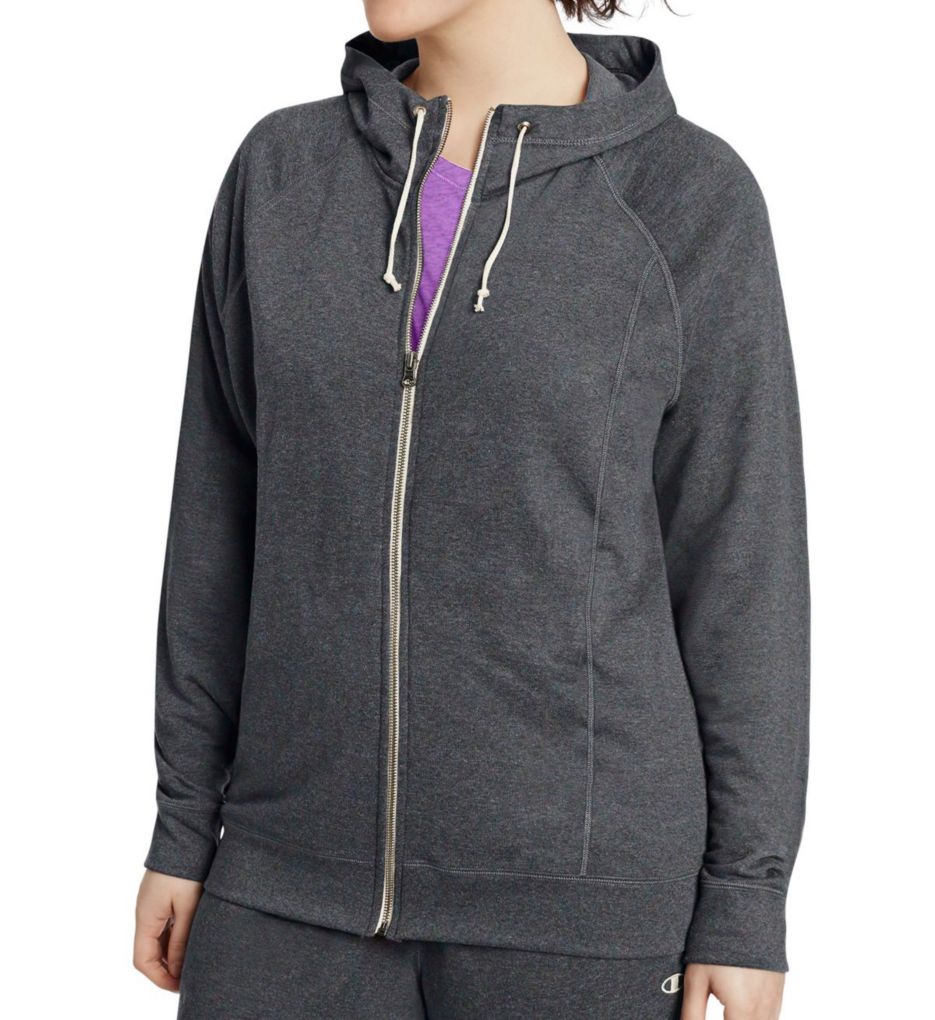 Plus Size French Terry Full Zip Hoodie Jacket-acs