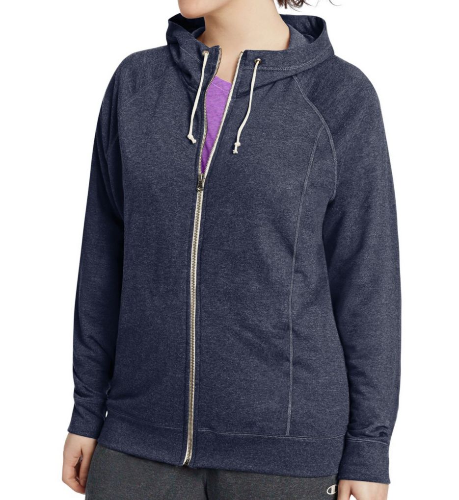 Plus Size French Terry Full Zip Hoodie Jacket-acs