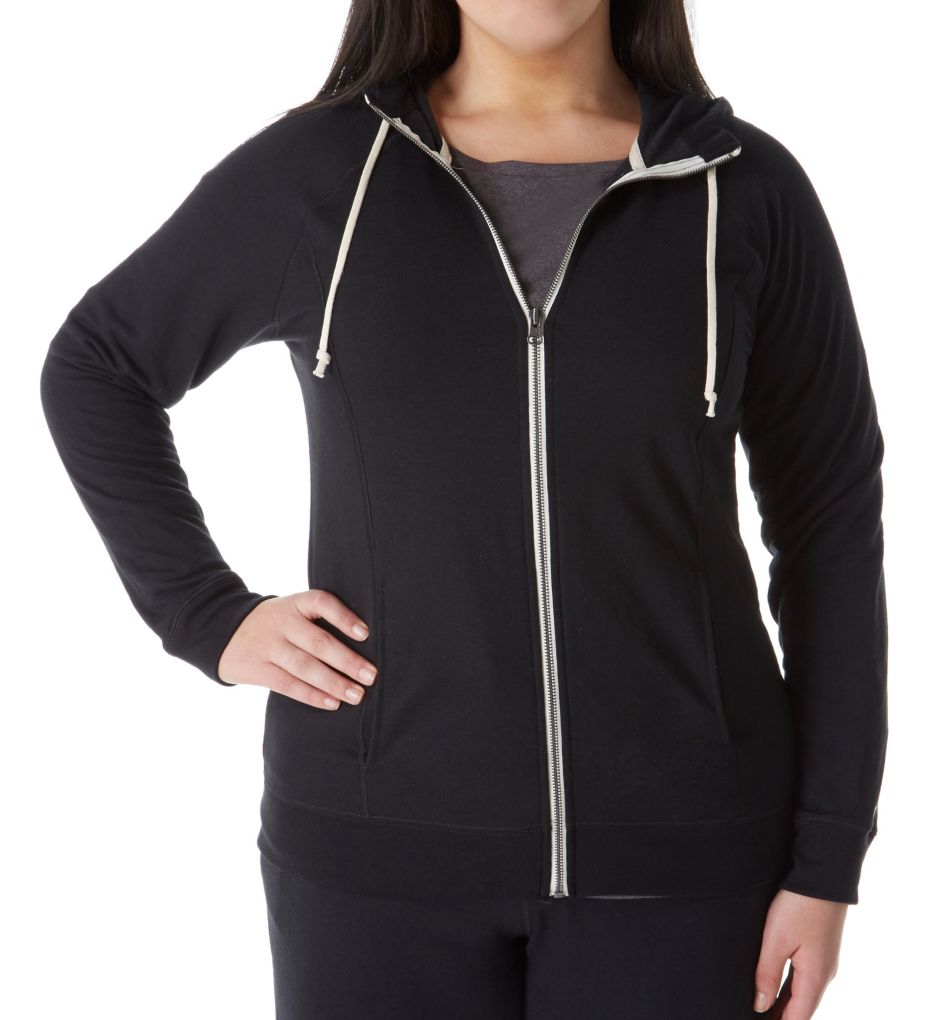 Plus Size French Terry Full Zip Hoodie Jacket-fs