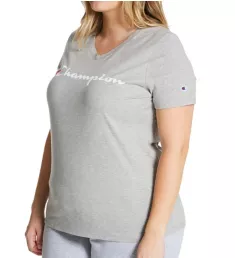 Plus Size Classic Graphic Jersey V-Neck T-Shirt Oxford Gray 1X