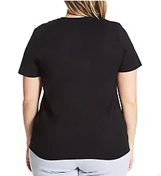 Plus Size Classic Graphic Jersey V-Neck T-Shirt Black 1X