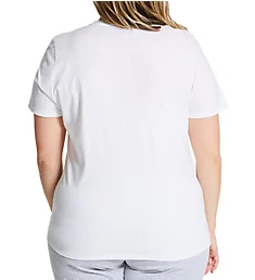 Plus Size Classic Graphic Jersey V-Neck T-Shirt White 1X