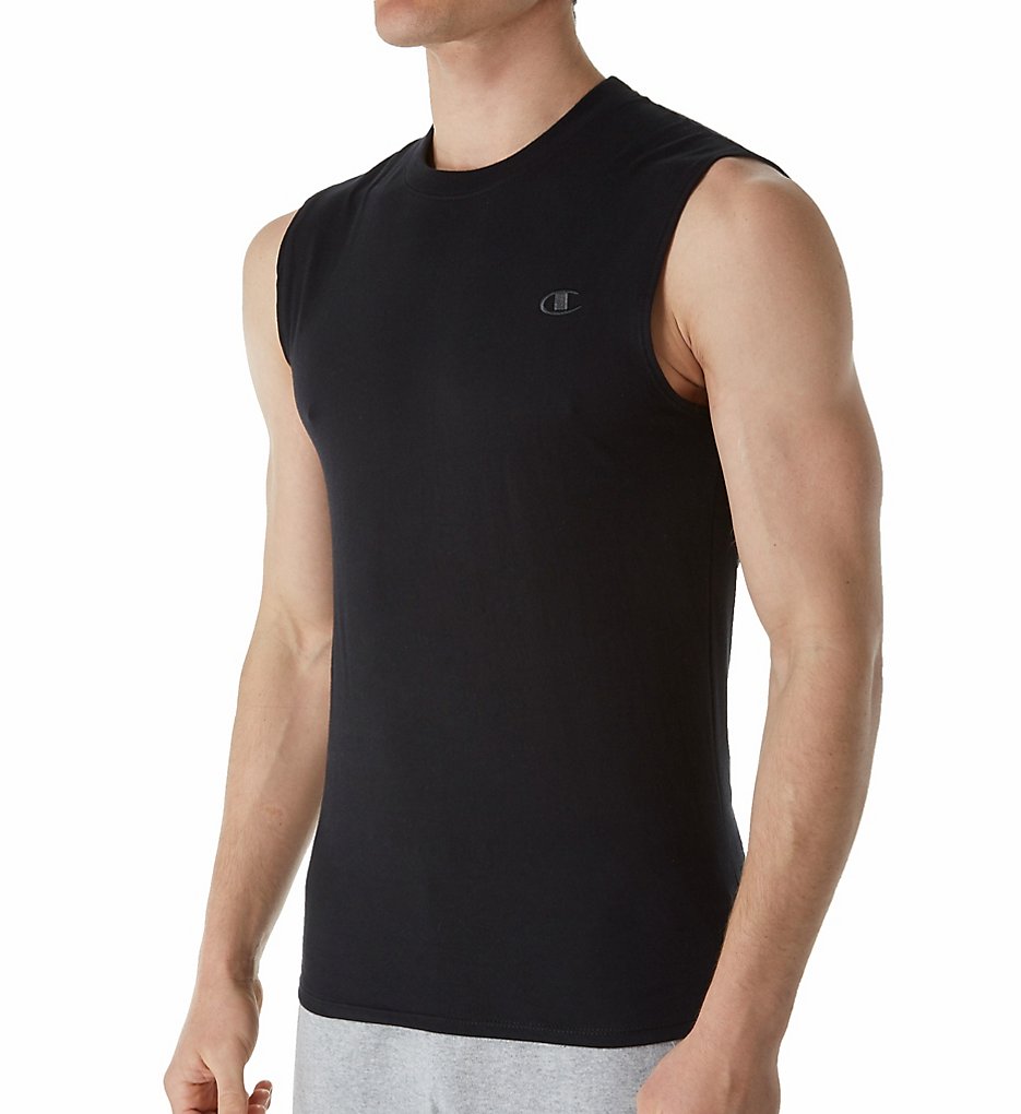 Champion T0222 Cotton Jersey Athletic Fit Muscle Tee (Black)