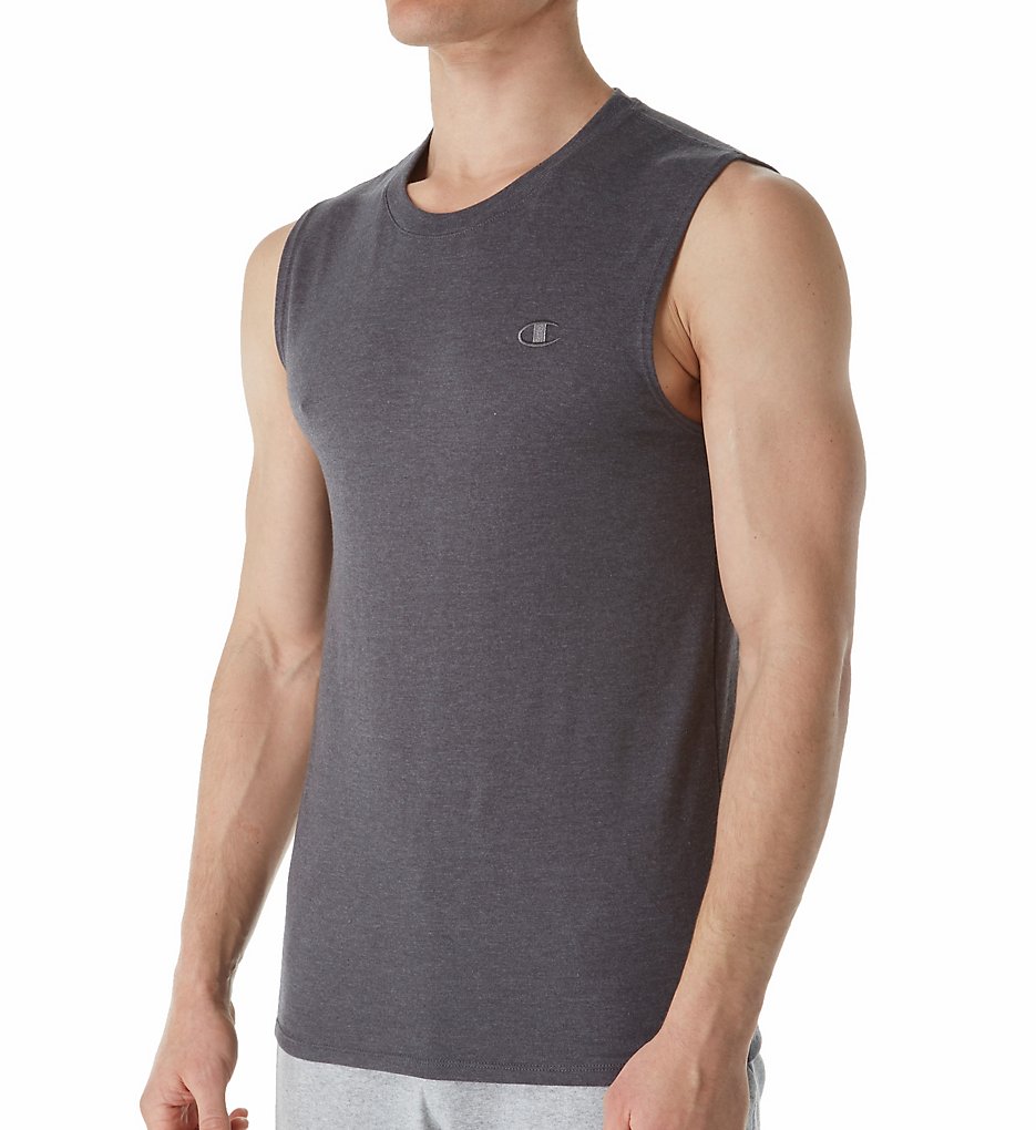 Champion T0222 Cotton Jersey Athletic Fit Muscle Tee (Granite Heather)