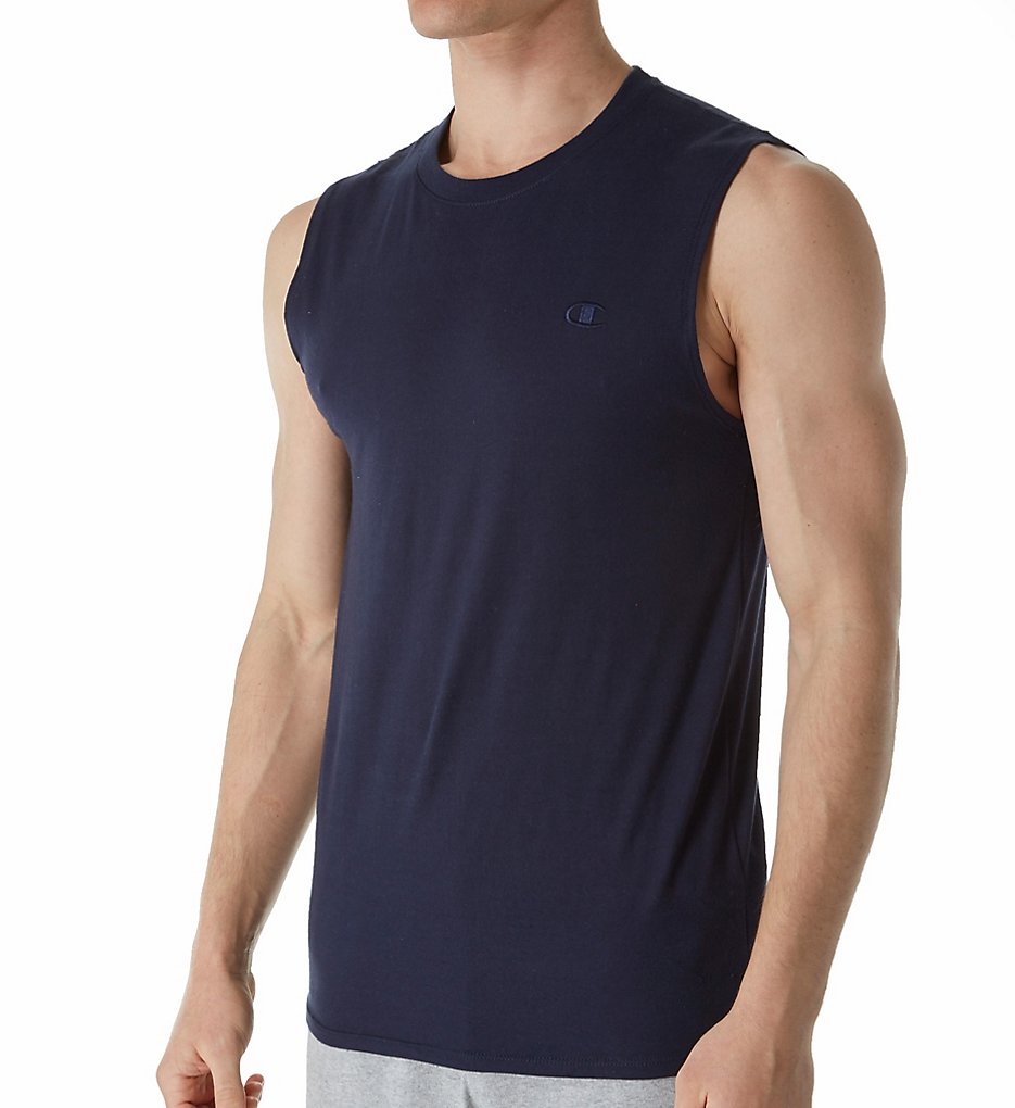 Champion T0222 Cotton Jersey Athletic Fit Muscle Tee (Navy)