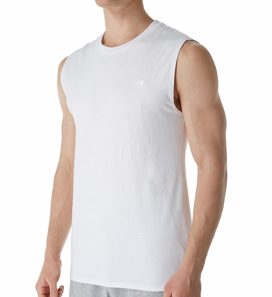 Champion T0222 Cotton Jersey Athletic Fit Muscle Tee (White)
