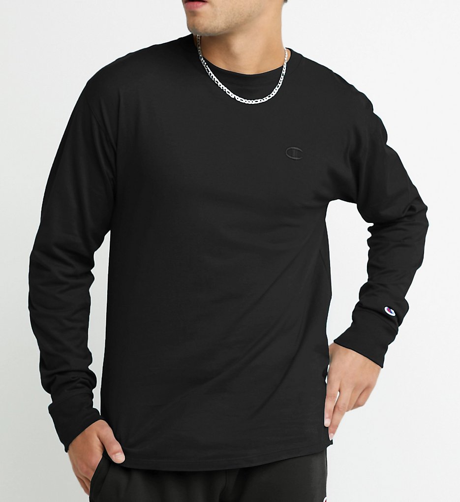 Champion T2978 Classic Athletic Fit Jersey Long Sleeve Tee (Black)