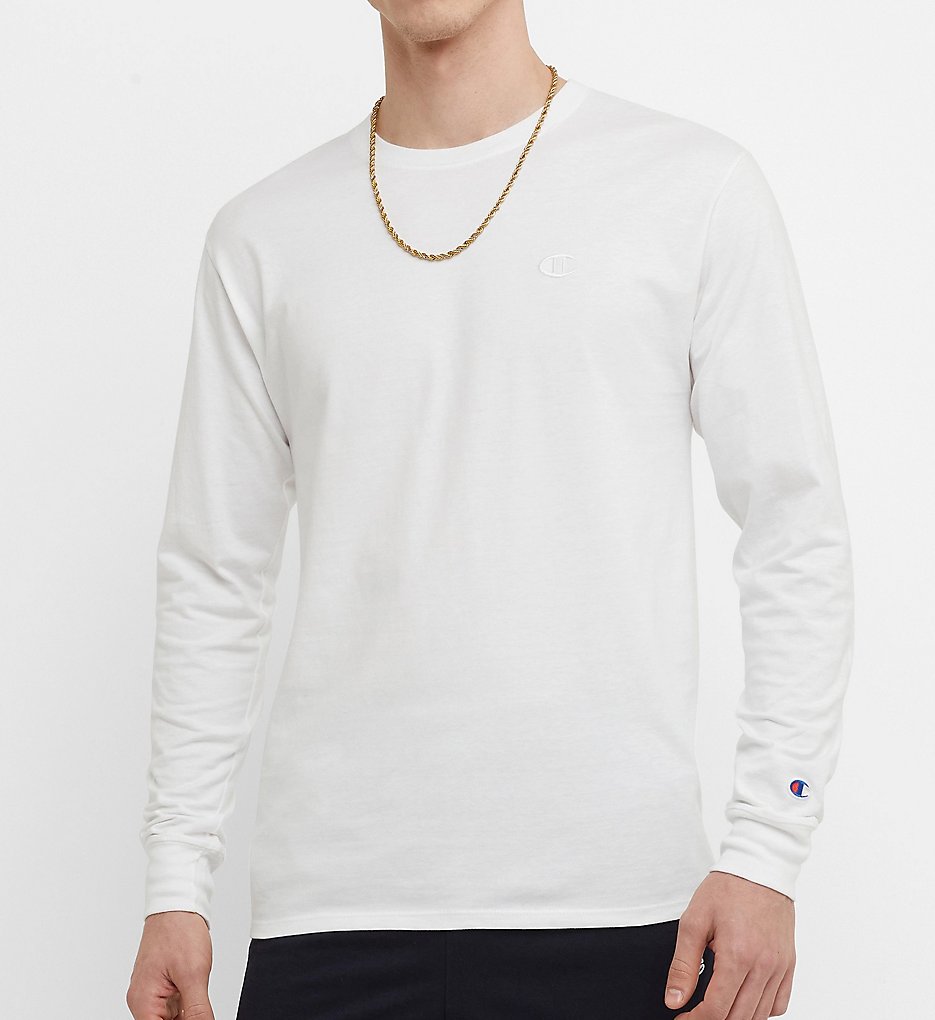 Champion T2978 Classic Athletic Fit Jersey Long Sleeve Tee (White)