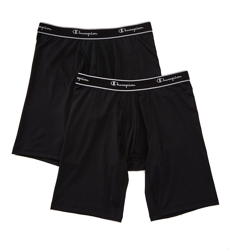 Champion TPLB X-Temp Tech Performance Long Boxer Briefs - 2 Pack (Black)