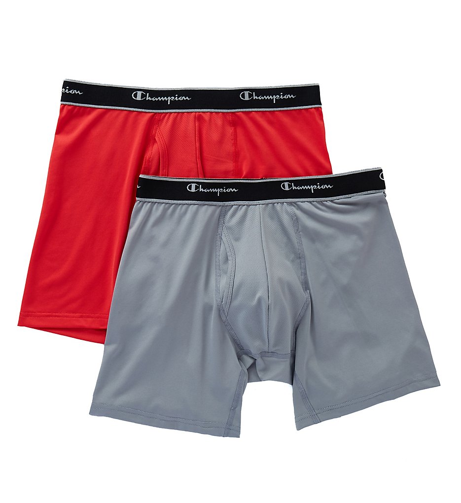 Champion TPRB X-Temp Tech Performance Boxer Briefs - 2 Pack (Team Scarlet/Concrete)