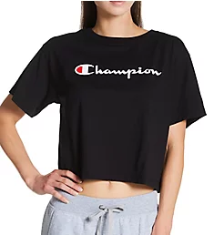 Classic Script Logo Cropped T-Shirt Black XS