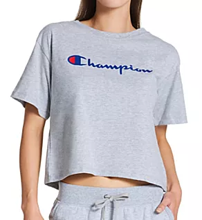 Classic Script Logo Cropped T-Shirt Oxford Gray S