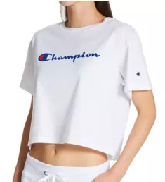 Classic Script Logo Cropped T-Shirt White S