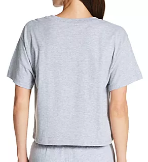 Classic Script Logo Cropped T-Shirt Oxford Gray S