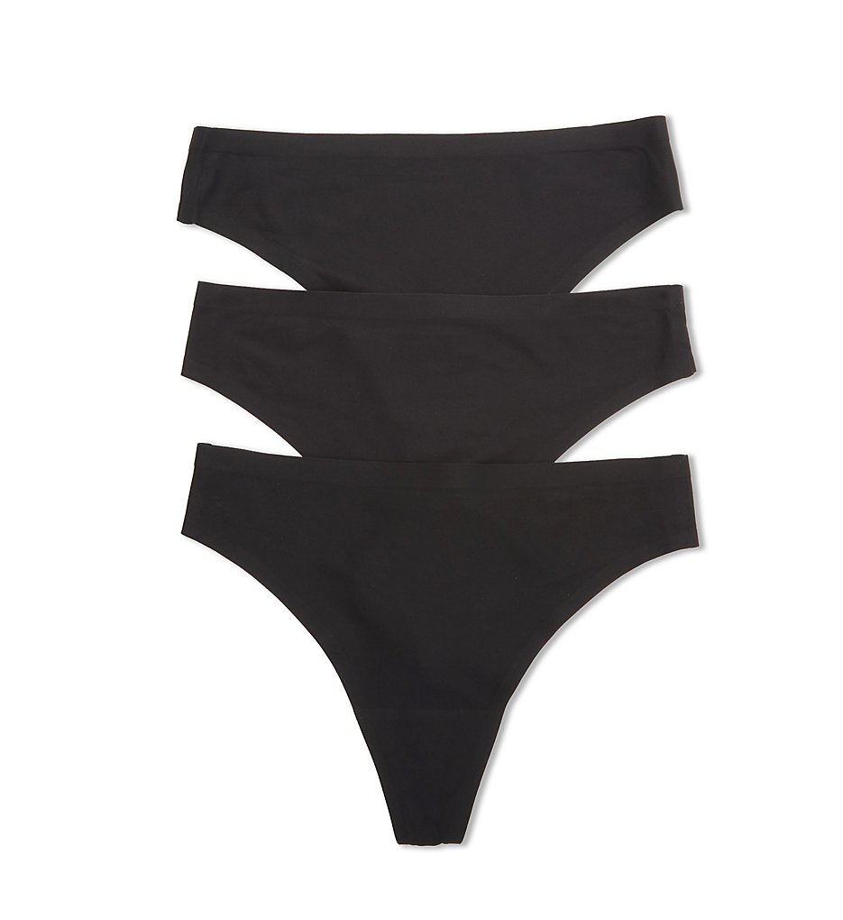 Chantelle >> Chantelle 1002 Soft Stretch Seamless Thong Panty - 3 Pack (Black O/S)