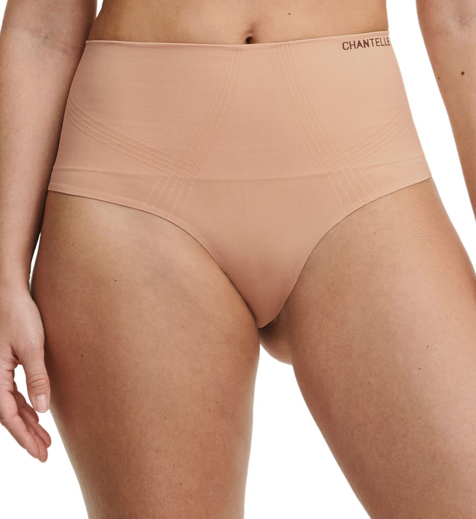 Chantelle Women's Smooth Comfort High Waist Thong Panty in Beige | Size Small | HerRoom.com
