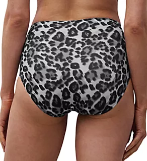 Soft Stretch Print Brief Panty Grey Leopard O/S
