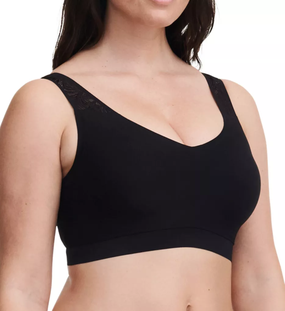 Soft Stretch Padded Bra Top with Lace Black XS/S
