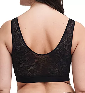 Soft Stretch Padded Bra Top with Lace Black M/L