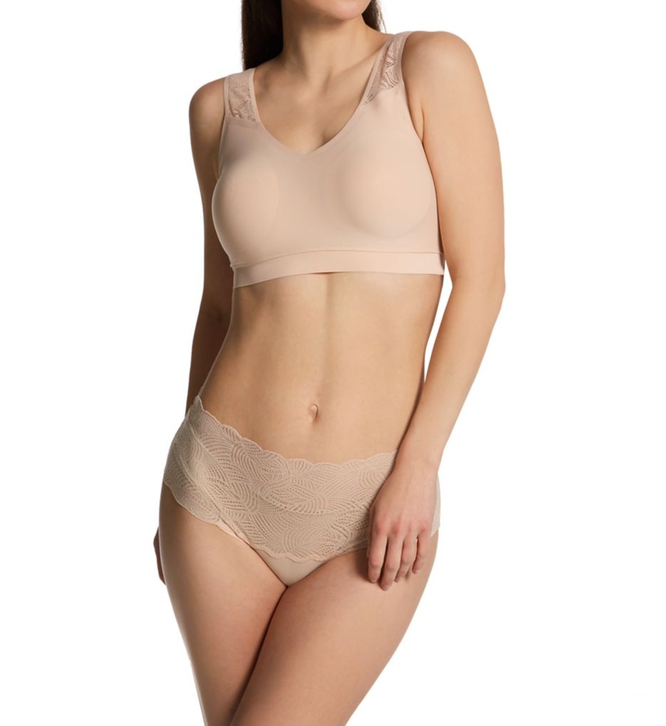 Padded bralette with lace no wires Soft Stretch beige CHANTELLE