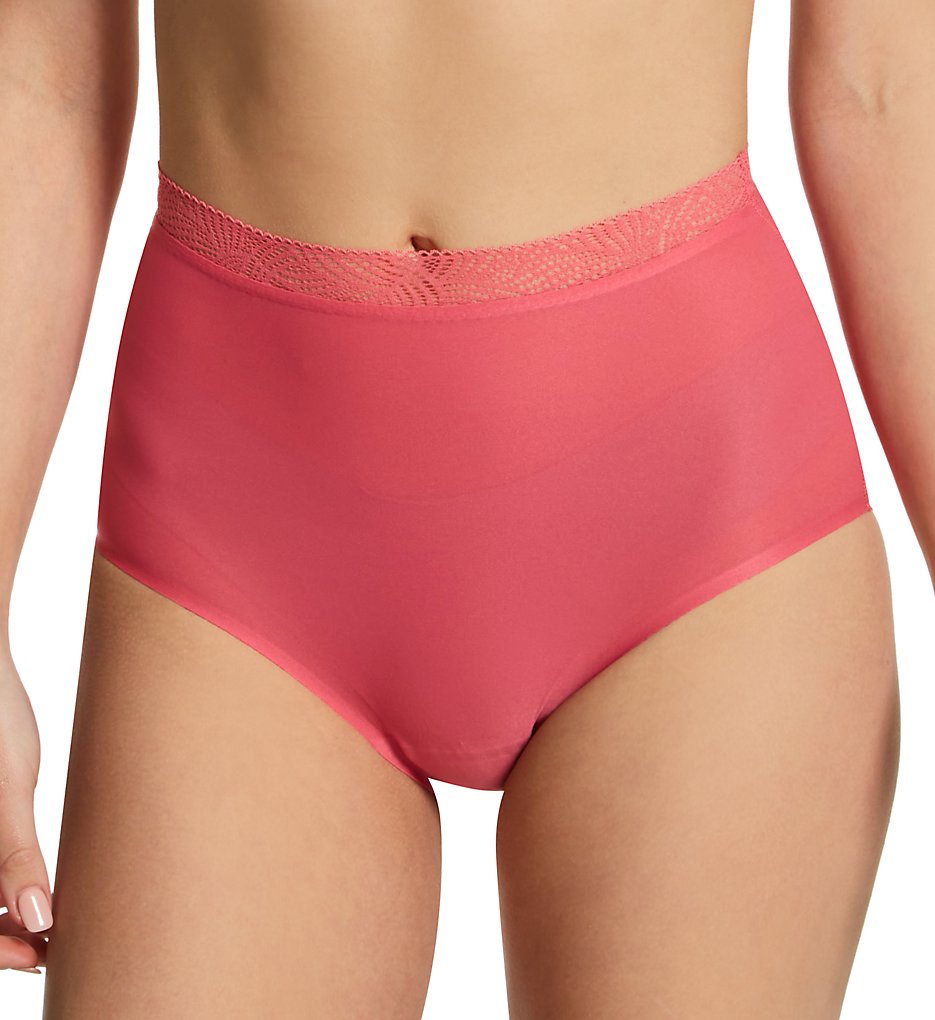 Chantelle >> Chantelle 11G7 Soft Stretch High Waist Brief Panty with Lace (Rose Amour O/S)