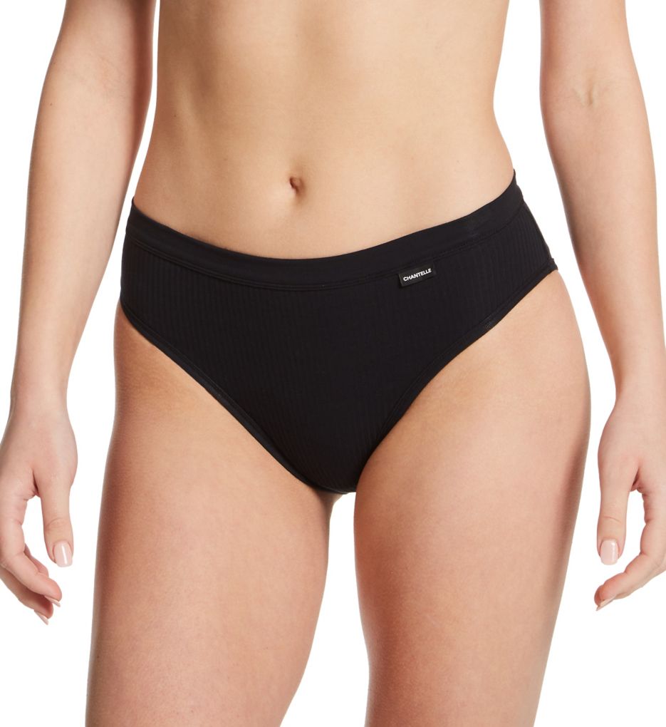 Chantelle Women's Cotton Comfort Hi Cut Brief Panty in Black | Size Small | HerRoom.com