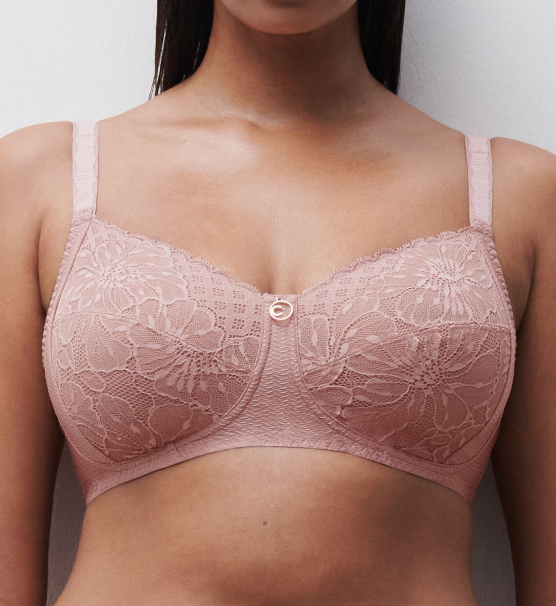 Chantelle Women's Sublime Lace Wireless Support Bra in Authentic Pink | Size: 42E | HerRoom.com