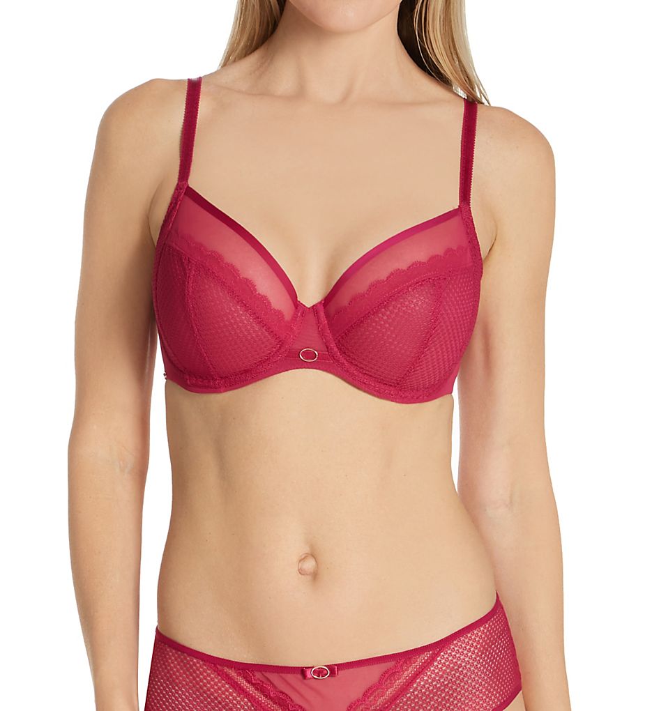 Parisian Allure Unlined Plunge Bra Magenta 34C