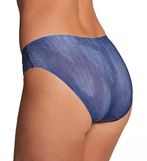 Soft Stretch Seamless Bikini Panty Blue Denim Print O/S
