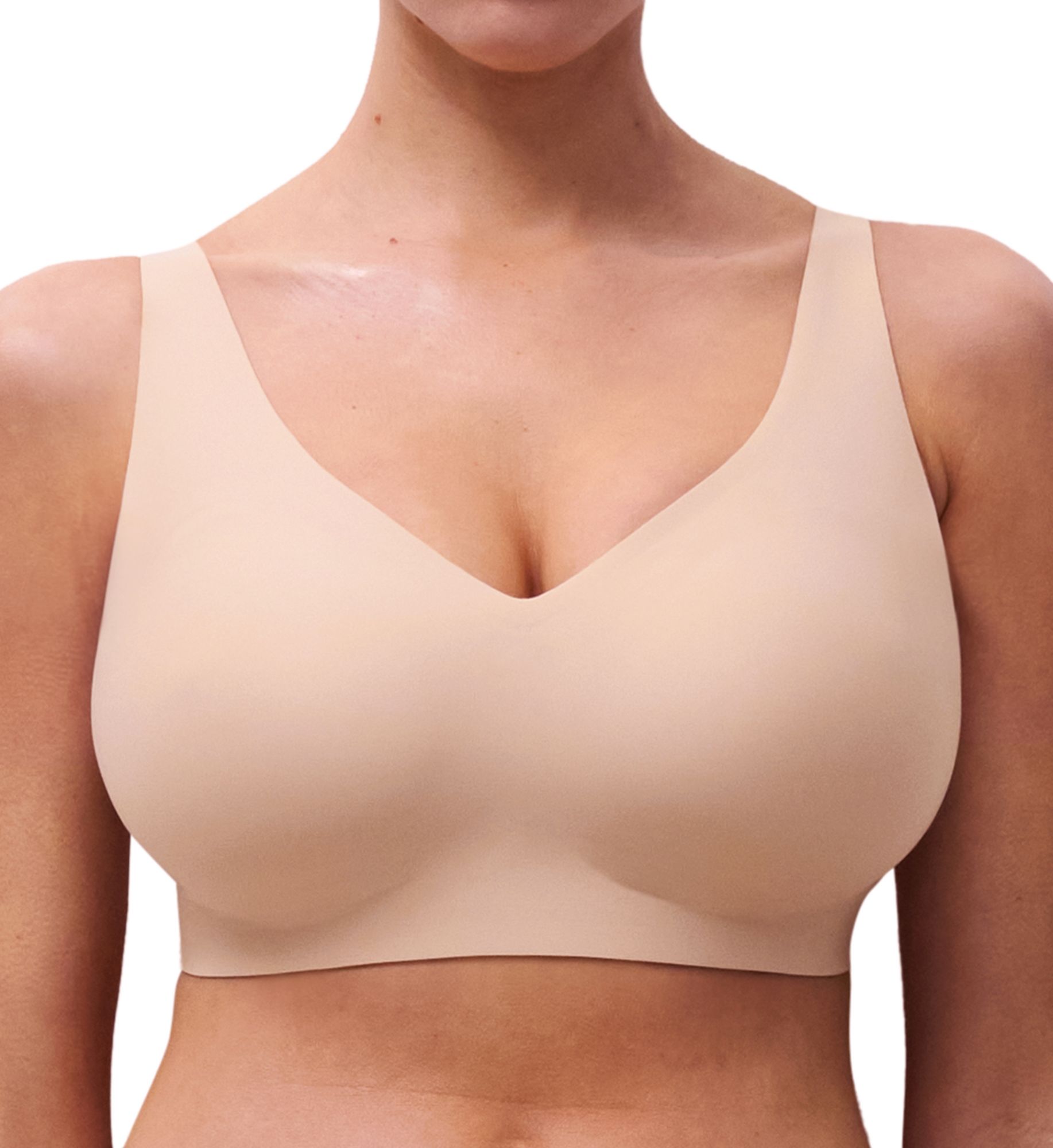 Chantelle Women's Soft Stretch Power V Neck Wireless Bra in Nude Blush | Size: 2X | HerRoom.com
