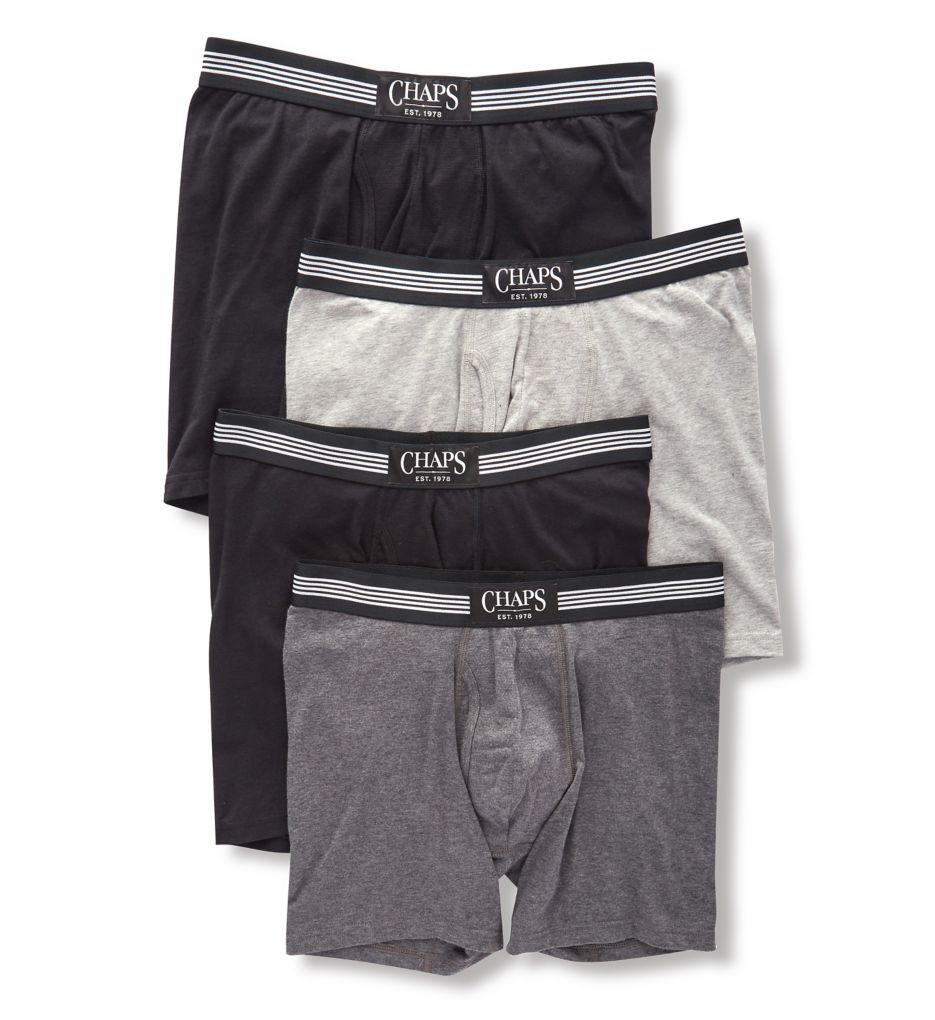 Extended Size Boxer Briefs With Fly - 4 Pack-acs