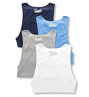 Extended Size Essential Ribbed Tanks - 4 Pack