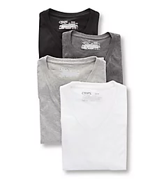 Essential V-Neck T-Shirts - 4 Pack BkGA3 S