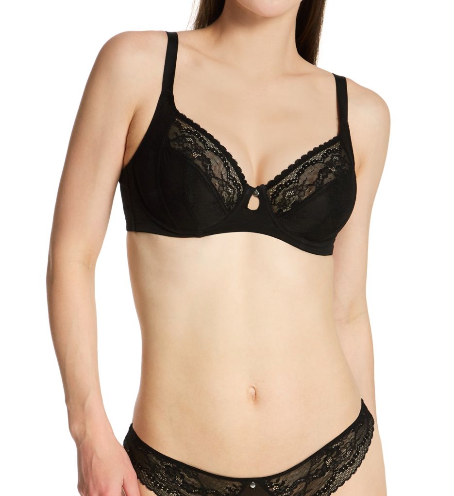 Cleo by Panache Faith Molded Plunge Underwire Bra (10666),34F,Noir