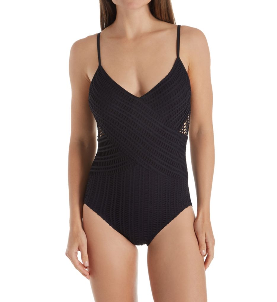 Shoreline V-Neck Tummy Control One Piece Swimsuit-fs