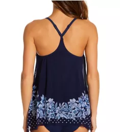 Tropical Sized Mesh Layer Tankini Swim Top