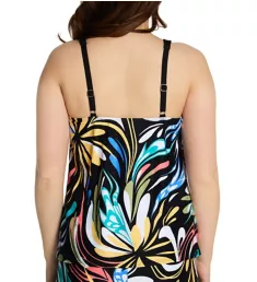 Retro Swirl V-Neck Bra Sized Tankini Swim Top