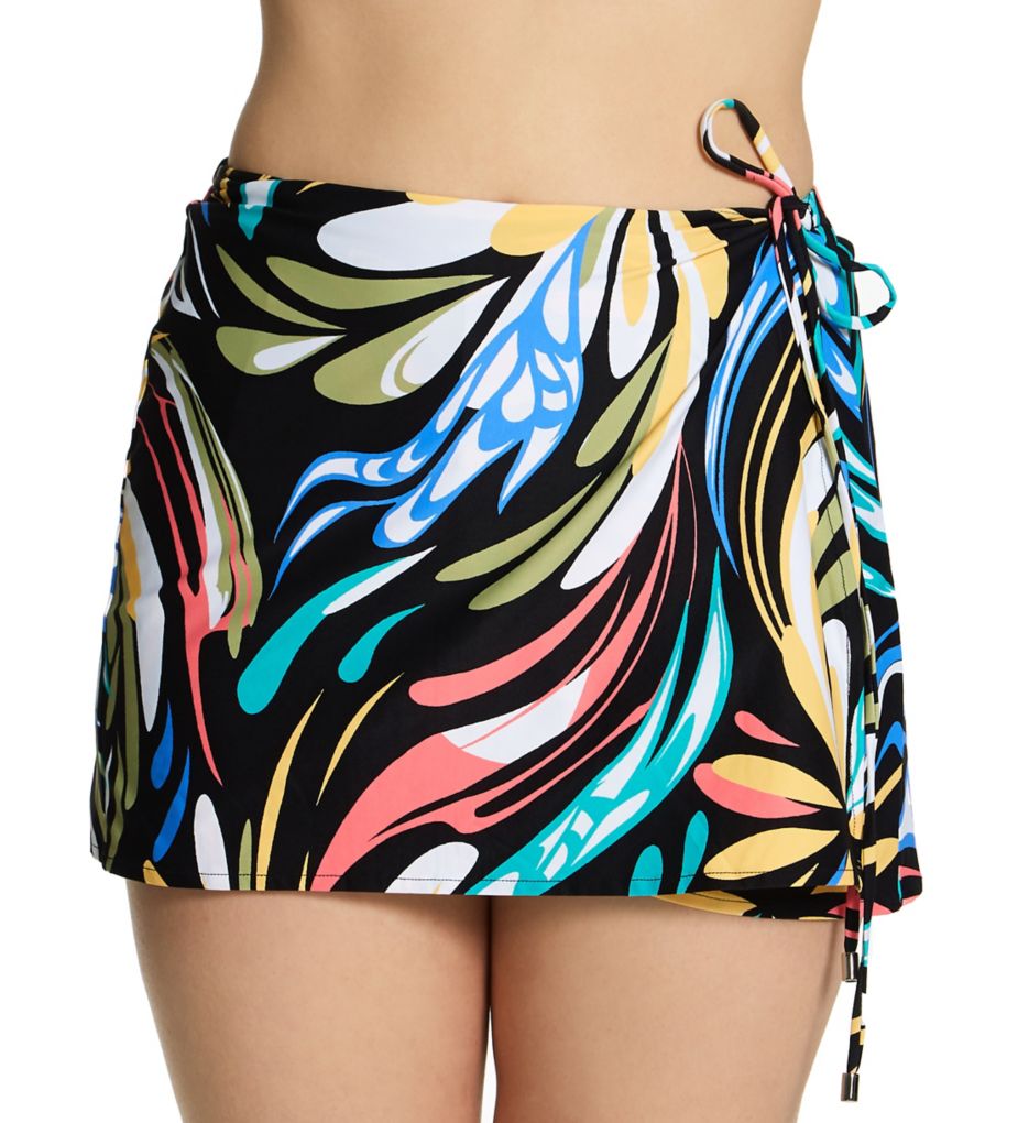 Retro Swirl Delight Wrap Skort Swim Bottom-fs