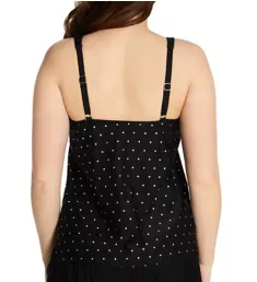 Metallic Dot Core V-Neck Tankini Swim Top