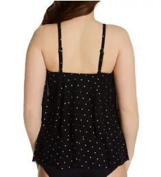 Metallic Dot True Mesh Layer Tankini Swim Top