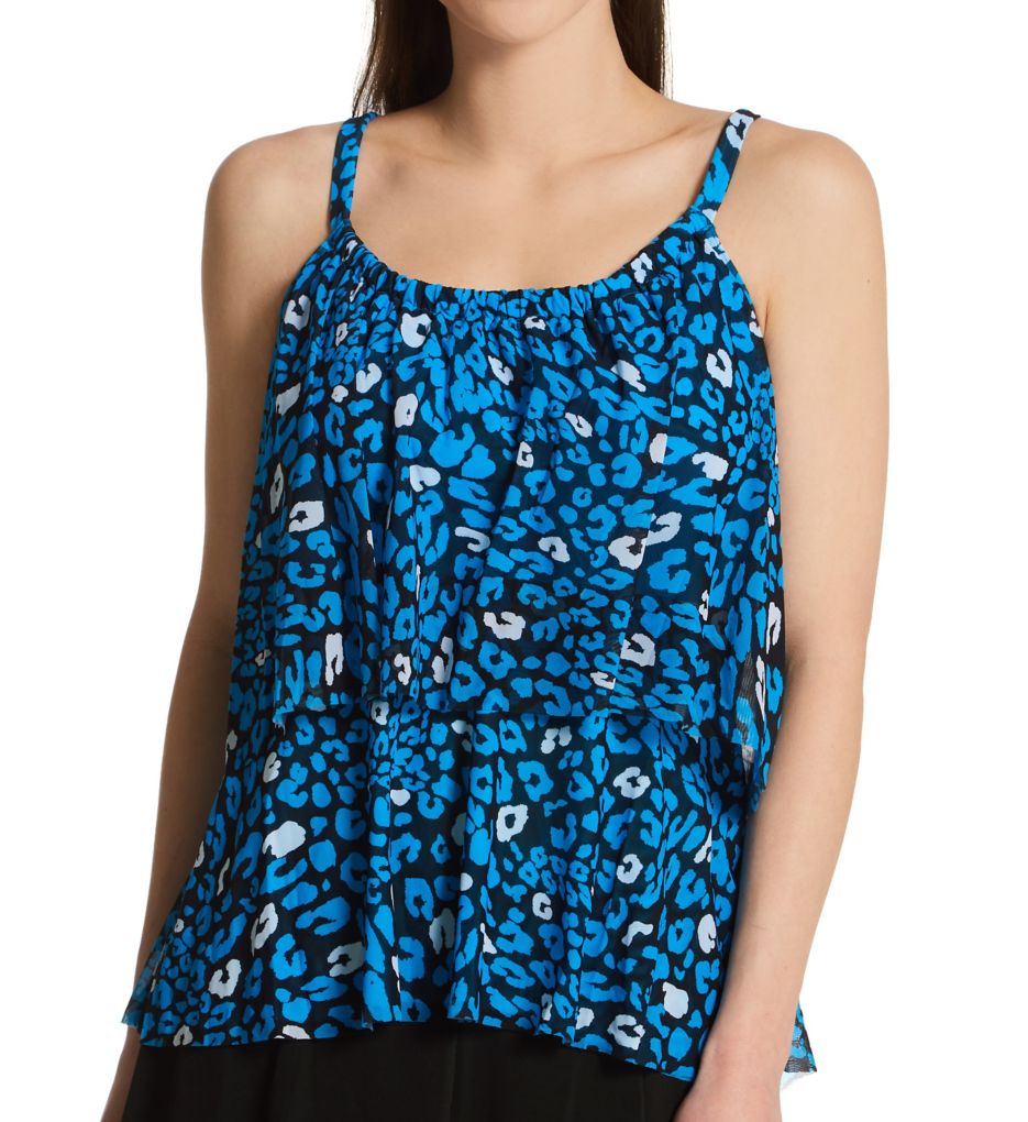 Antibes Leopard True Mesh Layer Tankini Swim Top-fs