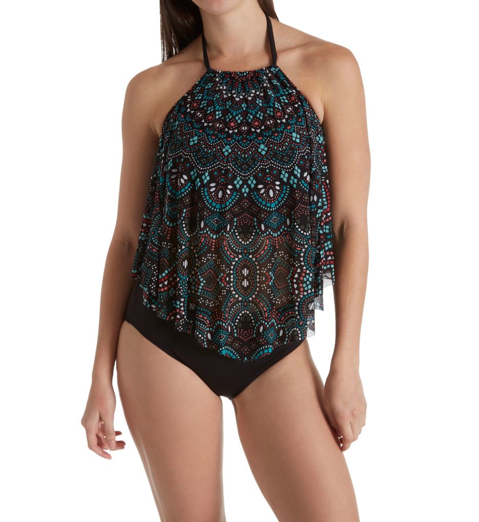 Painted Desert Ruffle Underwire Tankini Swim Top-cs3