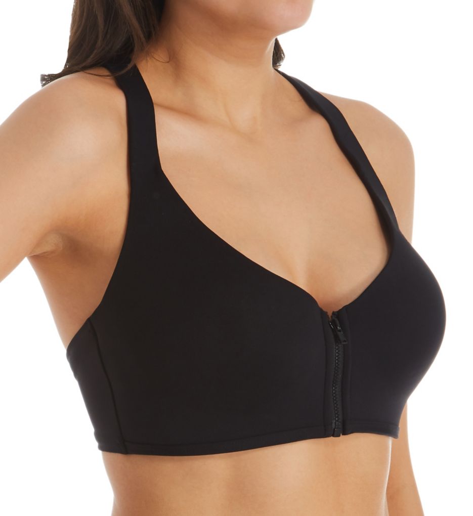 Jockey Sports Racerback Wireless Bra Stretched Jersey Front Zipper Closure  Large