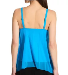 Classic Solids Current Mesh Layer Tankini Swim Top True Blue 32D