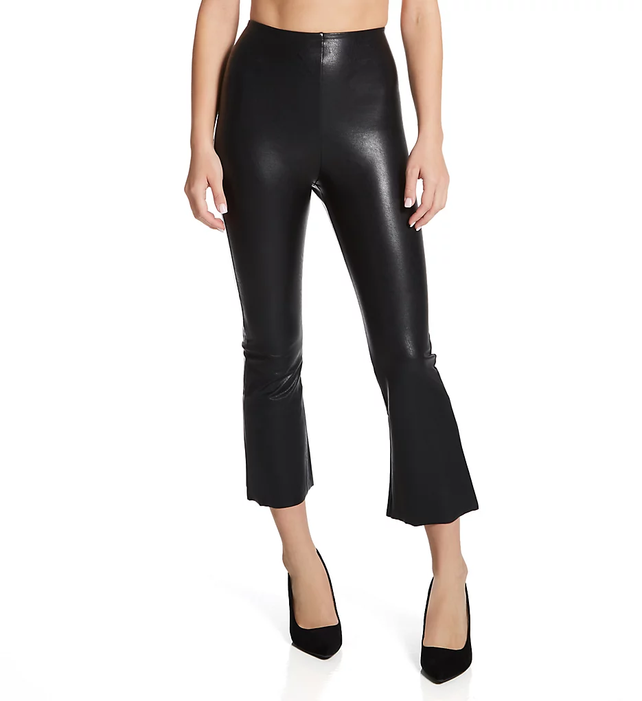 Faux Leather Flare Cropped Pants